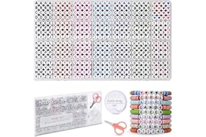 FZIIVQU 1400pcs Letter Beads Kit, 6 Colors 4x7mm Colored Alphabet Number Heart Beads for Bracelets Making Friendship Bracelet Kit