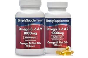 Oméga 3, 6 & 9 1000mg |240 Gélules|Jusqu’à 8 mois de Bienfaits |SimplySupplements