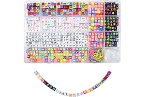 TOAOB THE ONE AND ONLY BABY TOAOB 800 Pezzi Perline Lettere per Braccialetti Colorate 6mm Acrilico Cubo Alfabeto Perle Bead e 2 Stili di Filo Elastico per Bigiotteria Gioielli Bracciali Fai da Te Collane Phone Catene Portachiavi