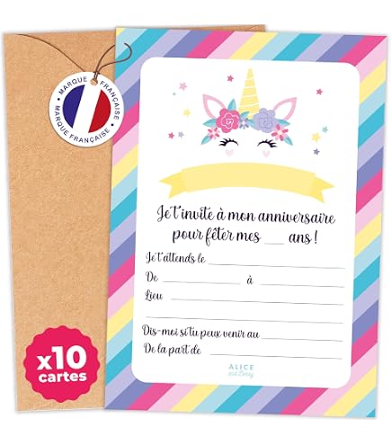 Licorne anniversaire cartes d'invitation anniversaire d'enfant rstag