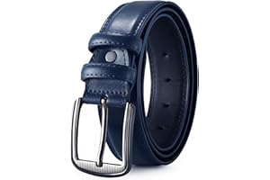 GSG SINCE 1998 GSG Mens Genuine Leather Dress Belt Double Stitched Formal Mens Belts for Suits, Jeans, Uniform With Single Prong Buckle M22067