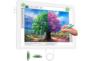 Phylosal Rechargeable A4 LED Light Pad for Diamond Painting, Ultra-Thin Magnetic Tracing Light Box for Drawing, Diamond Art Light Board with Side Button, Super Bright Light Table for Sketching (White)