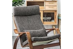 HLWQCYPD Poang Chair Armchair Cushion, 1 Piece Soft Cushion Replacement with Removable Cover Poang Chair Cotton Cushion Non Slip Rocking,Thick Padded,Burlap Brown