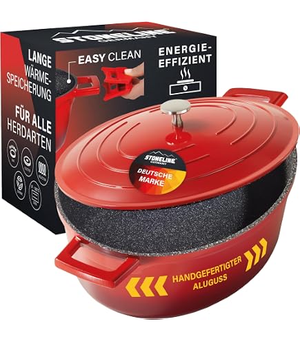 HAWOK Schmortopf Aus Emailliertem Gusseisen – 40 Cm, 3,5 QT, Ofenfest Bis 260°C