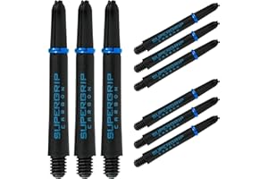 Harrows Darts - Juego de 3 cañas de dardos de carbono Supergrip – 9 ejes de dardos en total, mediano, midi y corto