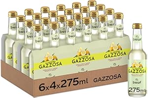 Lurisia La Nostra Gazzosa – 24 Bottiglie in Vetro 100% Riciclabile da 275ml, Bevanda Analcolica Prodotta con il Succo e l’infuso del "Limone Costa d'Amalfi I.G.P.", Gusto Dissetante