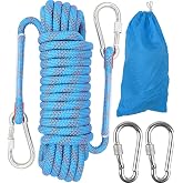 Climbing Rope, Outdoor Climbing Rope, 10mm Static Climbing Rope, Climbing Safety Rope, Escape Rope with 2 Carabiners for Fire