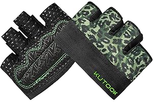 ‎KUTOOK KUTOOK Fitness Handschuhe Krafttraining mit zughilfe Rutschfester Silikon Atmungsaktive Gewichtheben Handschuhe Trainingshandschuhe Herren Damen für Gym Kraftsport Sport Crossfit Training Schwarz
