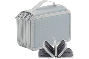 CATIME Piórnik z 72 przegródkami o dużej pojemności, 4-warstwowy piórnik szkolny organizer na długopisy, organizer na ołówki torba na zamek błyskawiczny dla studentów, pracowników biurowych, artystów, Szary,