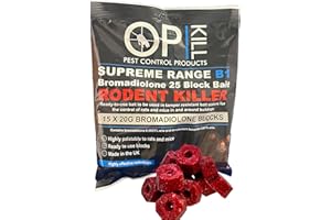 Opkill Rat Poison & Mouse killer - 300g Strongest Bait Available Weatherproof Fast acting and Safe for Professional and Domestic use (Professional Choice Blocks 15 x 20g)