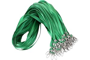 ROSSHINE 50pcs Green Lanyards for Neck, Nylon Neck Strap Lanyard for Keys ID Cards Name Tags Badge Holders with Swivel Hook Ideal for Staff Student Doctors Visitors
