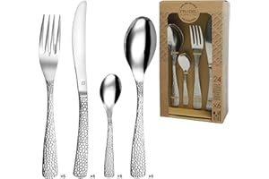 AMEFA PRADEL ESSENTIEL - Ménagère 24 couverts de table pour 6 personnes - Tam Tam - Acier inoxydable 18/0, Finition Standard