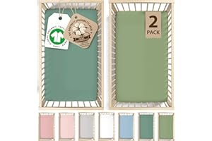 Bunnyjik Spannbettlaken 60x120 Baby – GOTS Zertifiziert Bio-Baumwolle, Luftig & Kühlend – 190GSM Bio-Baumwolle Bettlaken Kinderbett 60x120 – Babybett Spannbettlaken(2er Set) Interlock aus gekämmter