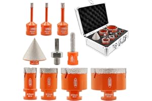 BGTEC Diamond Core Drill Bits Set - 6/6/8/25/35/50/68mm Diamond Hole Saw Kit & 50mm Chamfer Bit & 10mm Finger Bit for Porcelain Ceramic Tile Granite Marble Stone