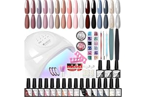 VANREESA Kit Uñas Semipermanentes 16 Colores con Lámpara U V 48W Uñas Semipermanentes Kit Completo con Mate Top Base Coat Set Manicura Regalos para Mujeres