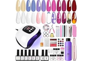 SPTHTHHPY Colección de esmaltes de uñas semipermanentes, lámpara LED de 48 W, kit de uñas acrílicas de 90 ml + Nail Vise, set
