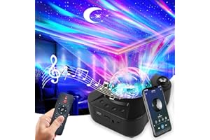 DENGBABA Aurora Star Projector LED Galaxy Night Light with White Noise,Sound Sensor,Bluetooth Speaker,Timer Setting, Moon Lamp Bedroom,Game Room,Theater,Ceiling,Party Decoration, Black