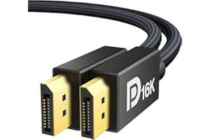 IVANKY Cable DisplayPort de 16 K 2.1 2 m, [certificado VESA] 4K @240Hz/165Hz/144Hz, 16K@60Hz, 8K@120Hz, 2K@240Hz, DP Cable 2.1 Compatible con HDR10, FreeSync, G-Sync, 80 Gbps para monitor de juegos