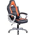 Cherry Tree Furniture Designed Racing Sport Swivel Office chair Computer Desk Chair (Black & Orange)