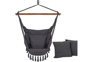 SPRINGOS Hamaca Colgante con 2 Cojines y Bolsillo Exterior (Gris)