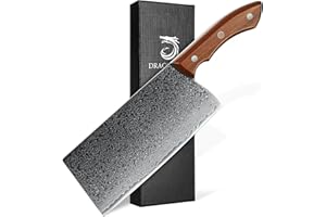 DRAGON RIOT Feuille de Boucher Professionnel, Couteau de Cuisine Damassé, Couperet Boucher 19cm, Feuille Boucher damassé, Couperet de Cuisine avec Boîte Cadeau