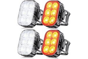 Glangeh Luz Bicicleta Recargable USB, Luces Bicicleta Delantera y Trasera de 1.5H Carga Rápida, 4+6 Modos y IP65 Resistente con Luz Trasera Bicicleta para Ciclismo de Carretera y Montaña de la Noche