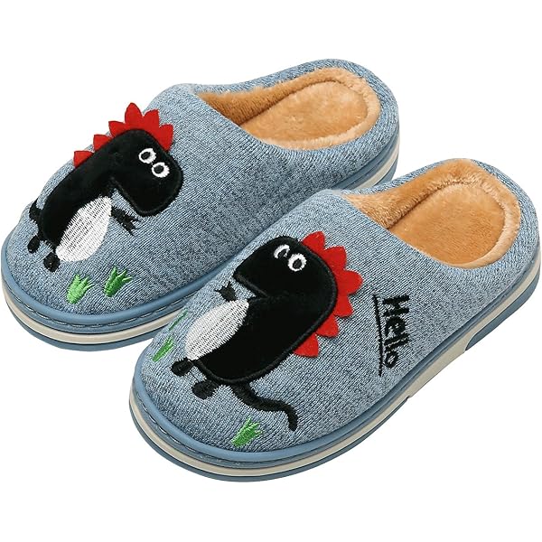 Jongens en meisjes pluche pantoffels baby dinosaurus winter herfst warm huis thuis indoor schoenen voor peuter 23-24EU Voet Lengte 140mm