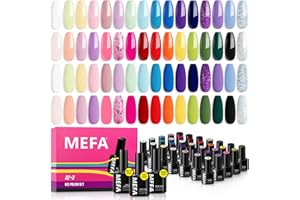 MEFA Smalto Semipermanente Unghie, 35PCS Kit Semipermanente Unghie con Base Coat e Glossy & Matt Top Coat, Smalto per Unghie in Gel UV LED Professionali Kit
