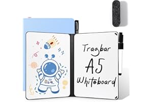 AGM Mini Whiteboard Blau, Tragbar A5 Memoboard Klein Doppelseitiges Schreiben Whiteboard Kein Magnet, 15 x 21 cm Harte Schale für Büro, Schule, Zuhause - inkl. 1 Marker mit Radierspitze