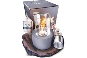 ‎FIRELL Firell Bioethanol Table Fireplace Made of [Solid Concrete] - Ethanol Table Fire Indoor and Outdoor | Table Stove Warming with 3 Hours Burning Time | Safe Table Fireplace Fire for Living Room Patio