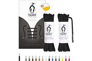 biped LACETS 2 paires de lacets ronds en coton ø 3,5 mm - lacets de qualité indéchirable pour chaussures, bottes, baskets en cuir - pour chaussures de loisirs et de sport - fabriqué en UE z2901