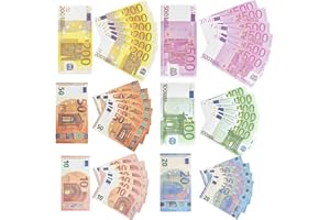 LEONSHCO 120 Faux Billets, Euros, Faux Billet Euros, Prop Money de Film, Billets de jeu, Billets Euros Factice contenant 10 20 50 100 200 500 L'arithmétique des Enfants, Les Décorations de Scène de Film, etc