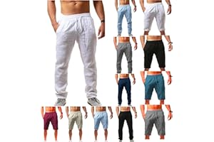 NUSGEAR Nuevo 2021 Pantalones Hombre Verano Casuales Moda Deportivos Algodón y Lino Pants Color sólido Jogging Pantalon Fitness Suelto Pantalones Largos Pantalones Cómodo y Transpirable Ropa de Hombre