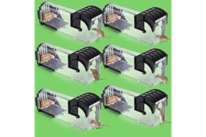 EGOFLYYA 6 Pack Humane Mouse Traps For Indoors, Live Mice Traps, Multi-Catch, Touchless Release, Easy To Set Up, Improved Sensitivity Mouse Traps Fast, Comes with 2 Cleaning Brushs and Instruction Manual