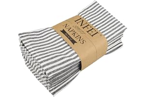 INFEI Mjukt Enkelt Randat Bomulls-Linne Blandat Middagsduk Servietter, 12-pack (40 x 30 cm), för evenemang och hemmabruk (Sva