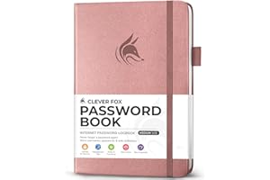 ‎CLEVER FOX Clever Fox Passwortbuch mit Registerkarten - Adress- und Passwort-Organisationsbuch mit alphabetischen Registerkarten - Mittelgroßes Passwortbuch für Computer- und Website-Logins, Roségold