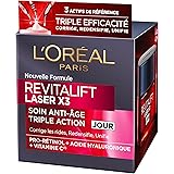 L'Oréal Paris - Soin Profond Visage Anti-Âge - Crème de Jour Triple Action - À l'Acide Hyaluronique, Pro-Rétinol et Vitamine 