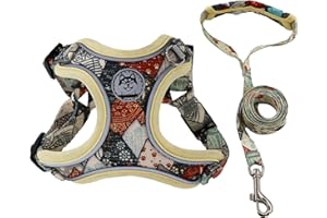 OUFUSILK Pettorina Cane Taglia Media, Pettorina per cani con guinzaglio, Pettorina per Cani No Pull,Regolabile Riflettente Pettorina Anti Tiro per Cani con Doppio Gancio per Addestramento Passeggiate, M