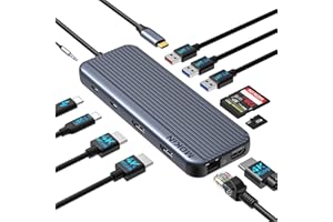 MOKIN USB C Docking Station 3 HDMI Triple Display USB C Dock Multi Monitor Laptop Docking Station Dual Monitor Adapter Triple HDMI Hub with 10Gbps USB A/C 3.1 100W PD Ethernet Audio SD/TF for Dell HP Asus