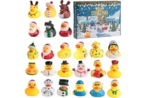 CMANLNYK 24 Tage Duck Advent Calendar - 2025 Adventskalender, Badeenten Adventskalender Ente, Gummienten Enten Spielzeug, Badespielzeug für Kinder Mädchen Jungen, Weihnachte Weihnachtskalender Kids (Gelb)