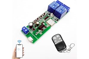EACHEN Interruttore WiFi Modulo relè wireless RF 433 MHz, telecomando APP DC 5V/12V, compatibile con Amazon Alexa Google Home, controllo vocale per sistema di controllo accessi, funziona con Ewelink APP
