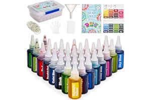 THE TWIDDLERS - Deluxe DIY Tie Dye Creative Art Set for Beginners, Kids or Adults - 32 Colour Bags, 52 Easy Squeeze Dye Bottles, 50ml - Complete Tie Die Kit with Accessories in Clear Storage Case Gift