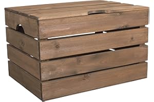 CASEETO Greenleaves Bulk Vintage Wooden Storage Box With Lid Trunk Retail Display Chest Shoes Box (Medium Storage Chest)