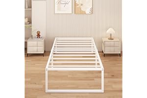 Yicensen Small Single Bed Frame 75x190 cm Metal Platform Bed Small Single with Steel Slat Support, Easy Assembly, Noise Free, No Box Spring Needed, 41cm High, White