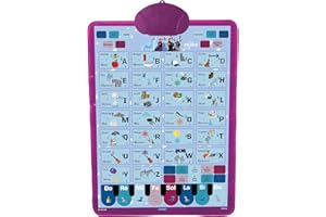 Lexibook, Frozen, Bilingual educational poster, vocabulary, music, quiz, English/French, Purple/blue, JCMAT10FZi1