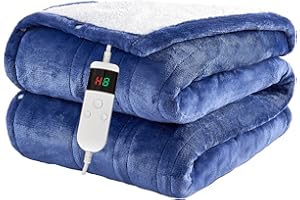 Qieryun Heated Throw Electric Blanket, 10 Heating Settings, 1-8h Timer overheat Protection, Machine Washable, Flannel & Sherpa Full Body Warming, Electric Throw Blanket for Sofa
