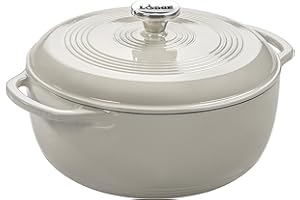 Lodge Cocotte en fonte émaillée de 3 litres avec couvercle – Deux poignées – Passe au four jusqu'à 260 °C ou sur la cuisinière – Utilisation pour mariner, cuisiner, cuire, réfrigérer et servir – Blanc