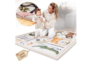 KIDDY KINGDOM Premium Spielmatte Baby/Krabbelmatte Baby - 180x140cm EXTRA DICK - Hochwertige Babymatte aus Memory Schaum - Kinder Spielteppich/Teppich Kinderzimmer - Krabbeldecke für Baby beige