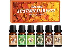 SALKING Jesienny zestaw olejków eterycznych, 6 x 10 ml, 100% bio, aromaterapia, zestaw prezentowy do dyfuzora, nawilżacza powietrza, aromaterapii, masażu, przypraw do dyni, wanilii, sosny leśnej