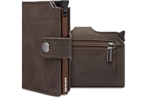 BEWMER Porte Carte de Crédit 2 Blindé | Portefeuille Slim pour Homme et Femme avec Protection RFID Anti-clonage | Porte Carte et Billets avec Porte-Monnaie